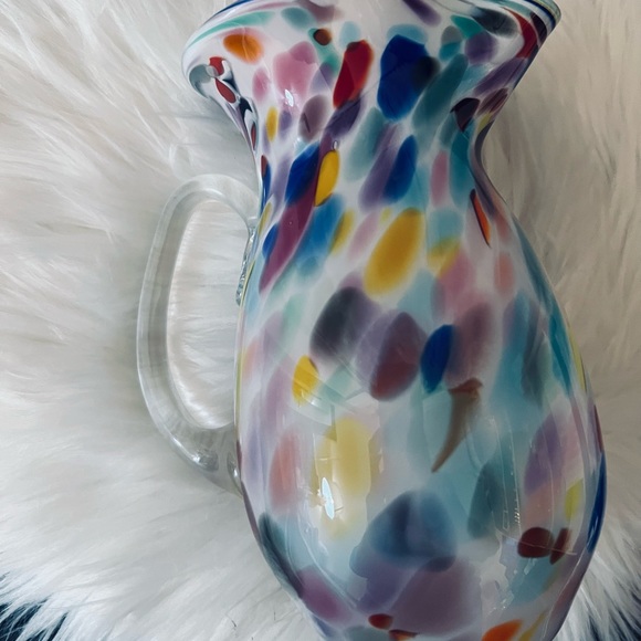 R. Foster hand blown glass confetti Art pitcher signed dated and has Pontil 14x8 - Picture 4 of 12